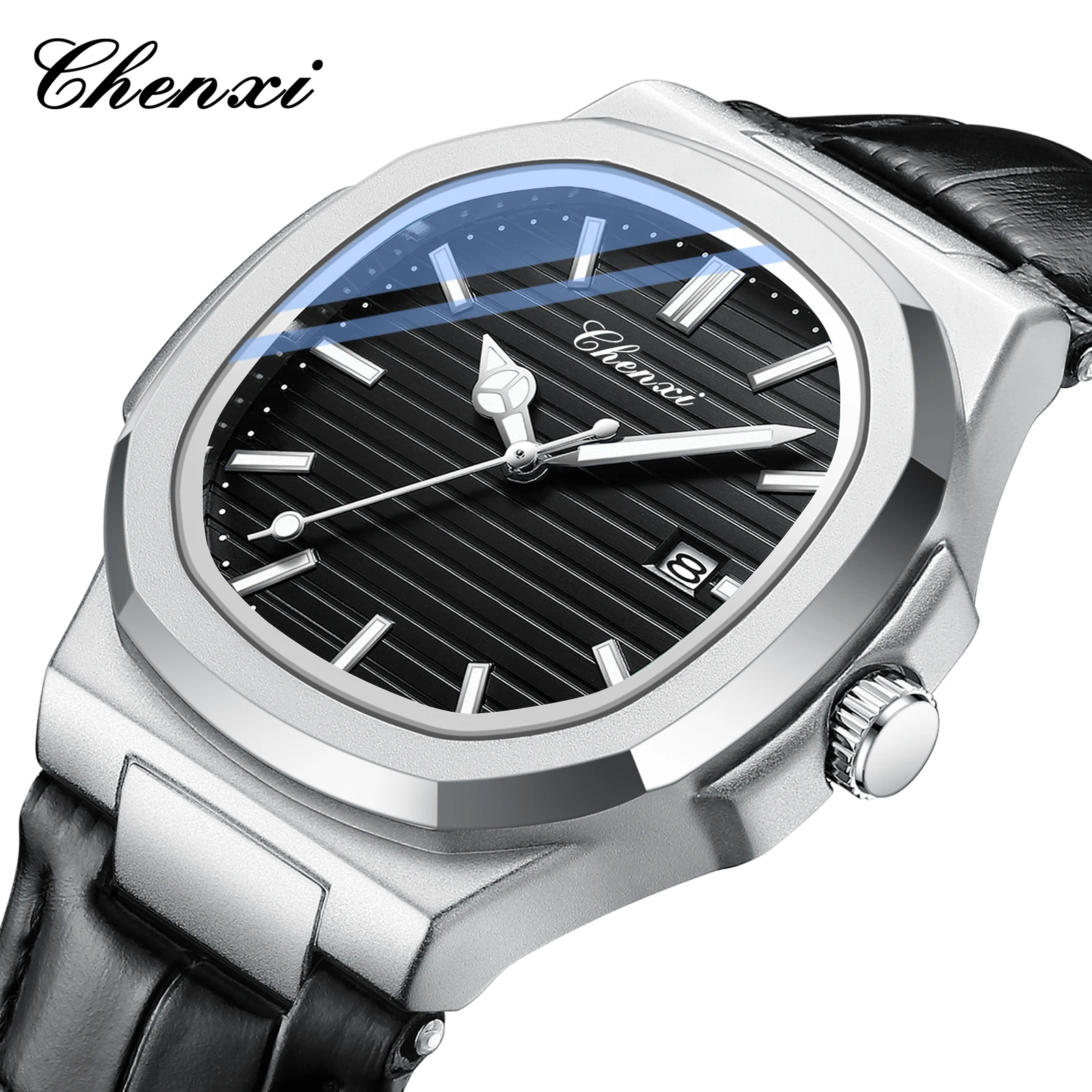 CHENXI 8222 P New Luxury Business Man Wristwatch Waterproof Luminous Date Watch For Men Quartz Clock Leather Men\'s Watches reloj