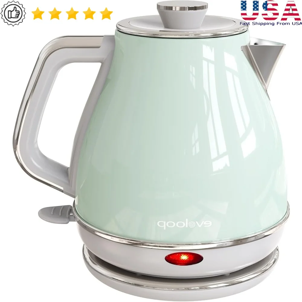 

1500W Electric Tea Kettle 1L Stainless Steel Hot Water Boiler BPA Free Retro Small Kettle with Auto Shut Off and Spout Filter