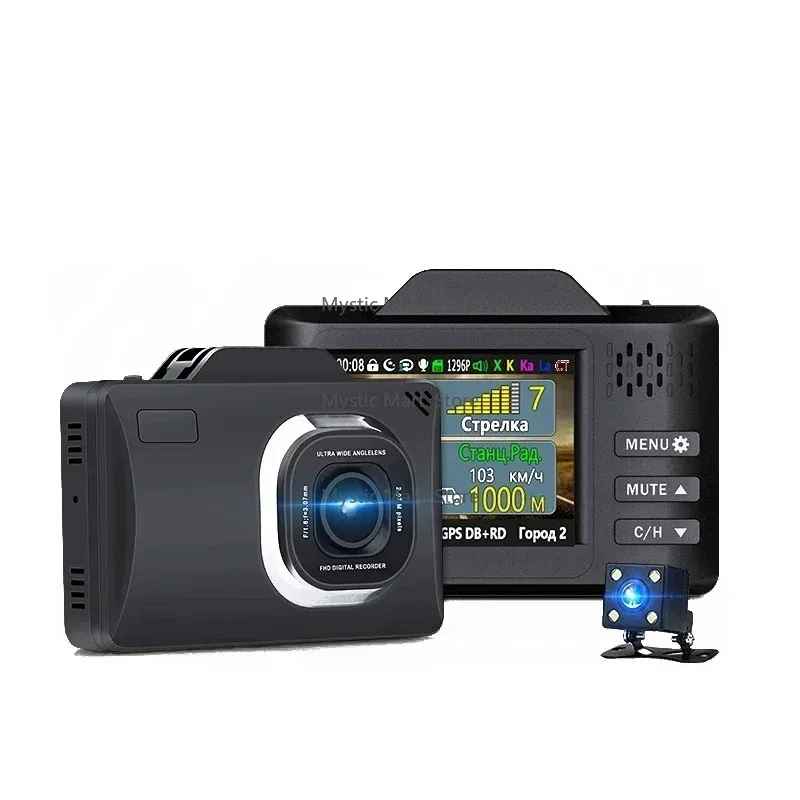 Автомобильный видеорегистратор 3 в 1, Full HD 1296P, радарная камера, видеорегистратор с GPS-трекером, радар-детектор LDWS