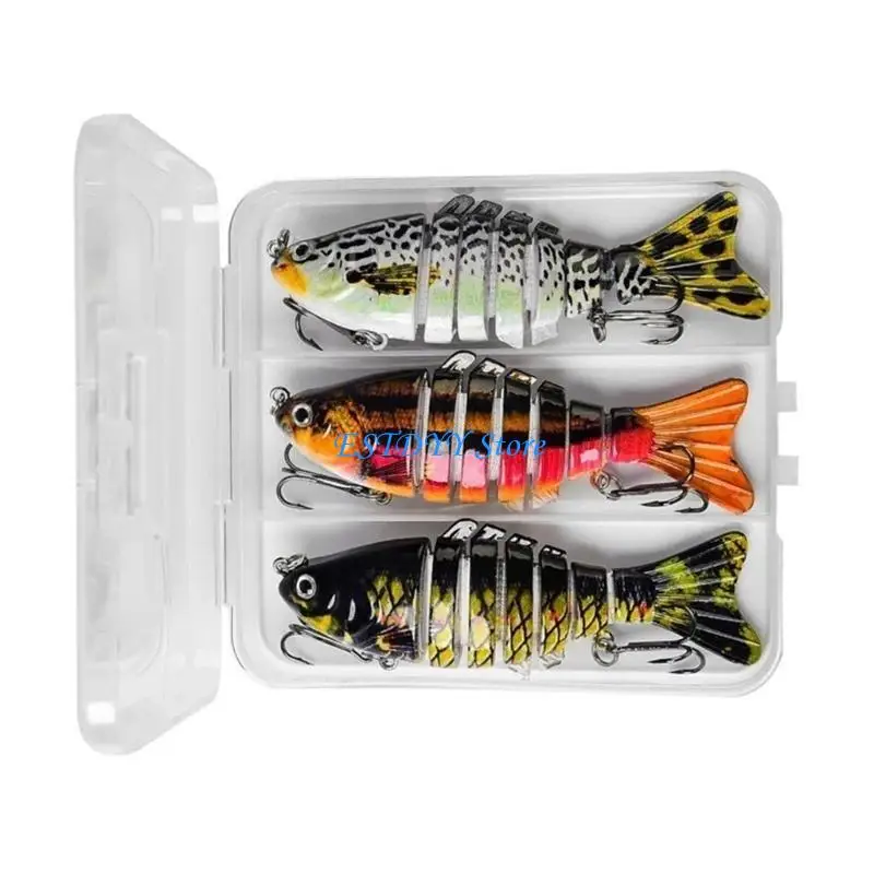 

G6DE 3Pcs Multi Jointed Swimbait Fishing Lures Slow Sinking Artificial Baits Enduring