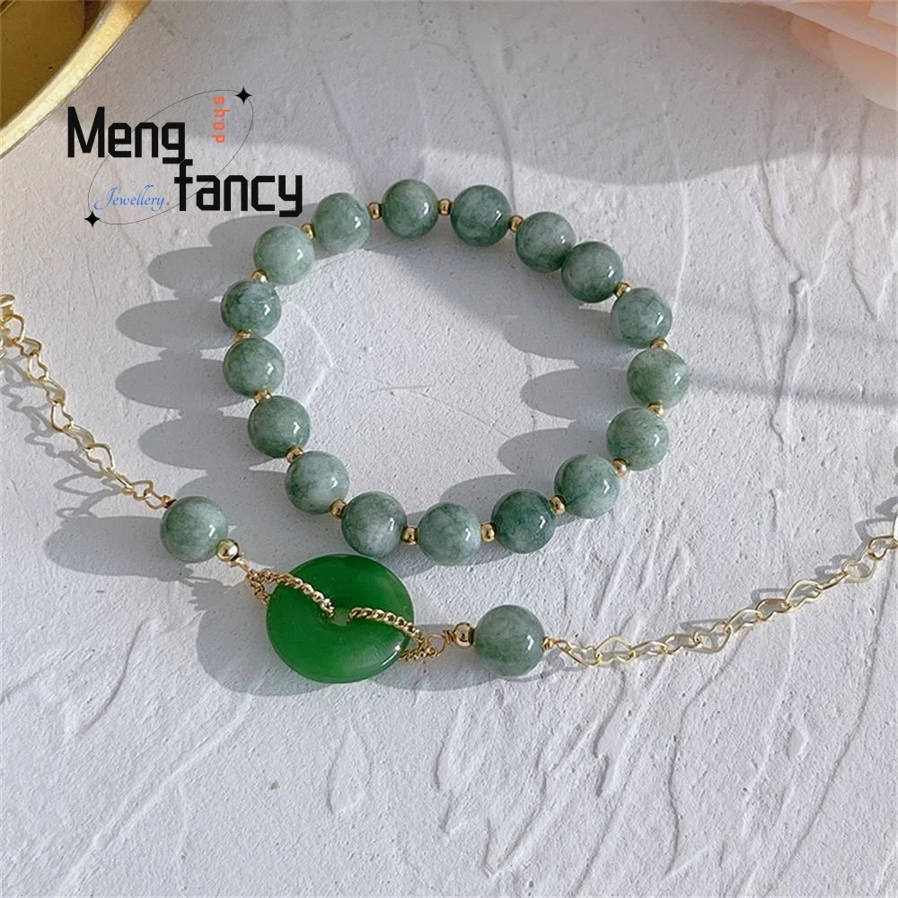 New Natural Jade Stone Style Retro Peace Buckle String Hand Blue Stone Pearl Bracelet Simple Popular High-grade Fashion Jewelry