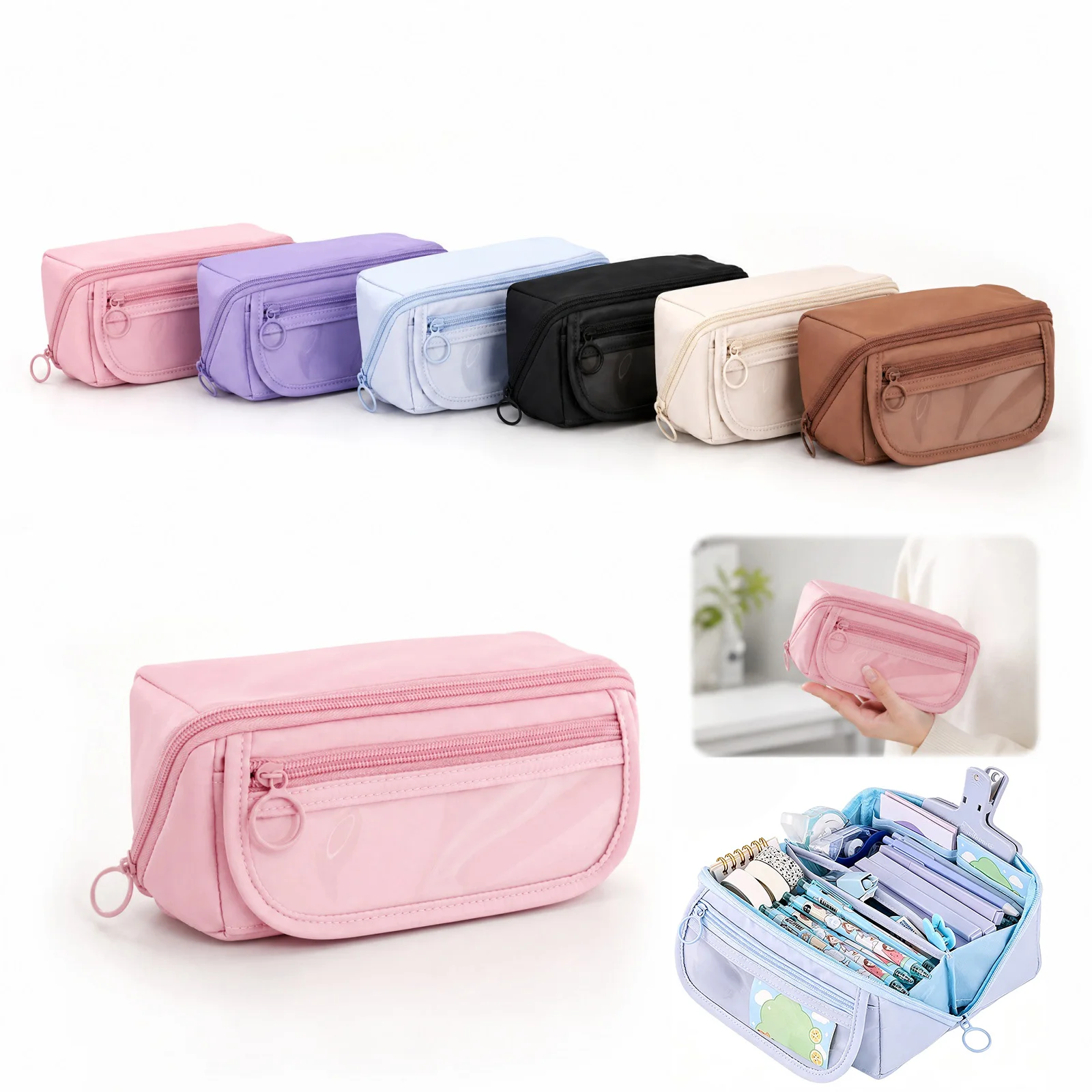 Multi-Color Makeup Bag Pencil Case Organizer Travel Toiletry Storage Cosmetic Pouch Nine-Layer Large Capacity Multi-Compartment