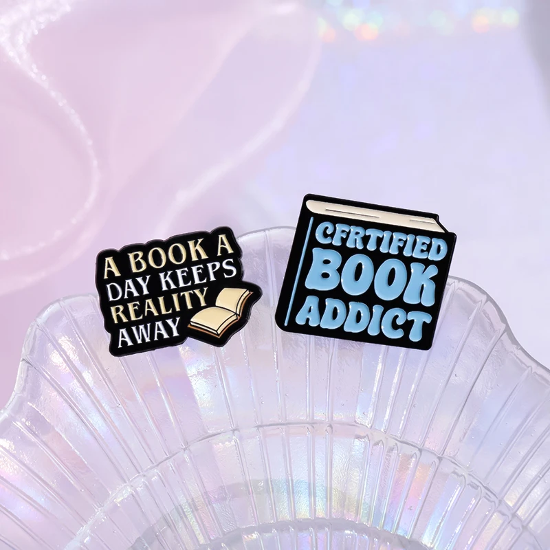 Cfrtified Book Addict Enamel Pins Custom Constant Reader Aggressively Reading Brooch Lapel Badges Jewelry Gift for Kids Friends