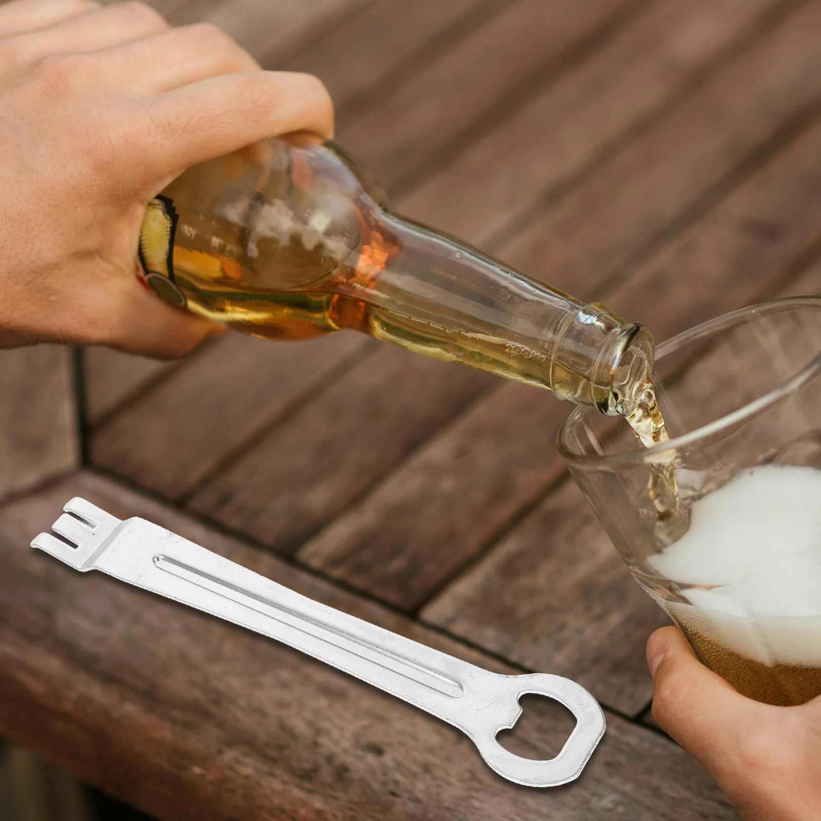 

Stainless Steel Grill Grate Lifter Multi-Function Barbecue Tool Bottle Opener Outdoor Cooking Accessories Manual Opener Charcoal