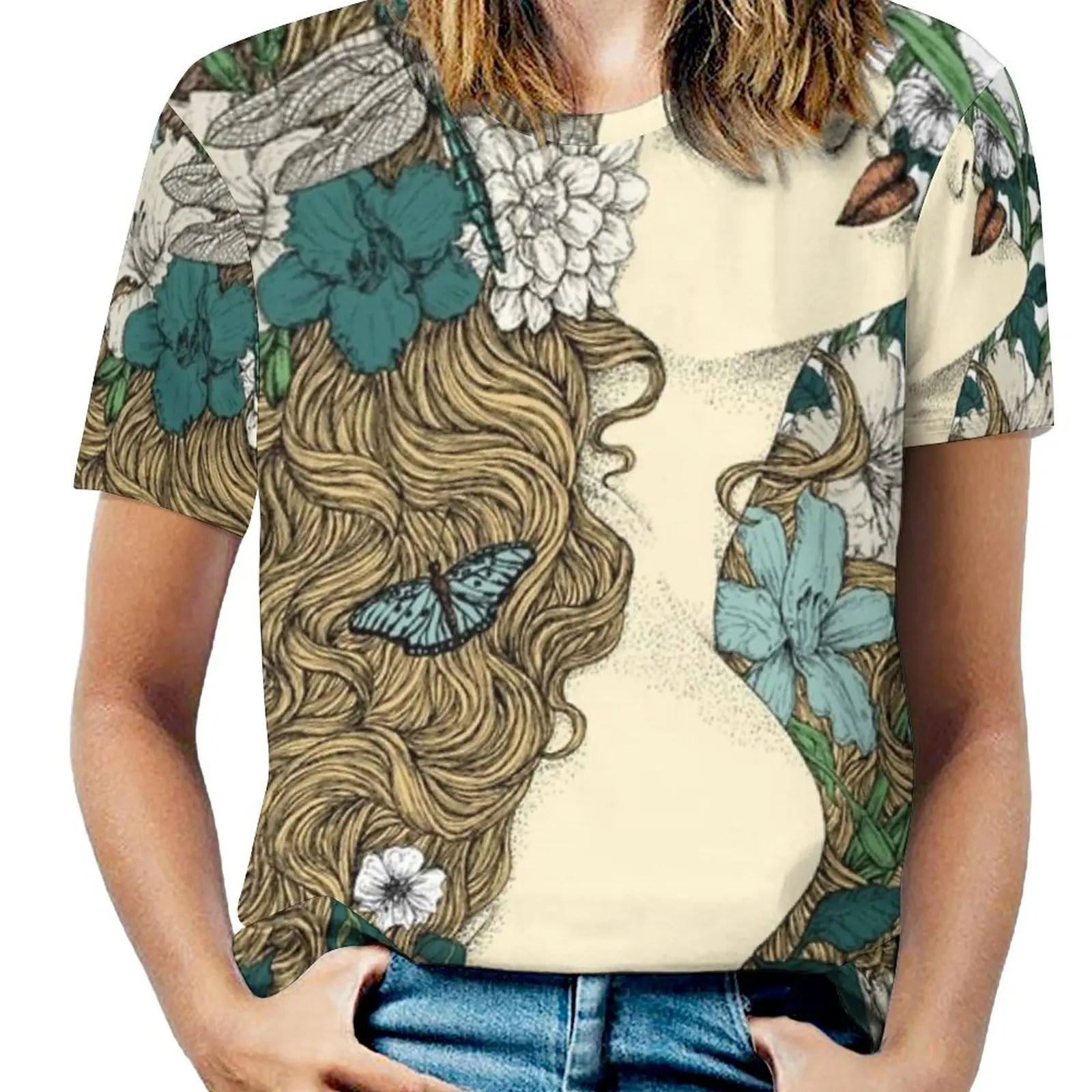 

Scent Of Spring Women T-Shirt Crewneck Casual Short Sleeve Tops Summer Tees Womens Flower