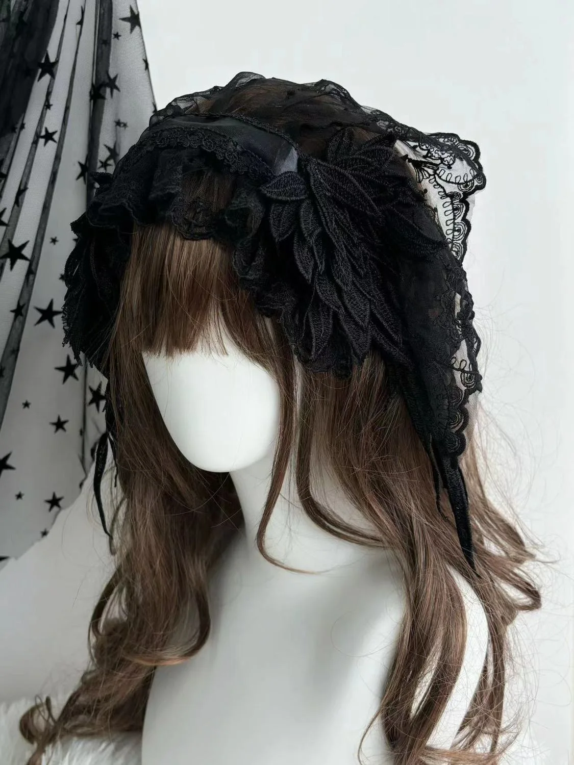 Vrouwen Harajuku Steampunk Y2K Zwart/Wit Engelenvleugels Hoofddeksels Boog Hoofdband Lolita Gothic Hoofddeksels en Haaraccessoires