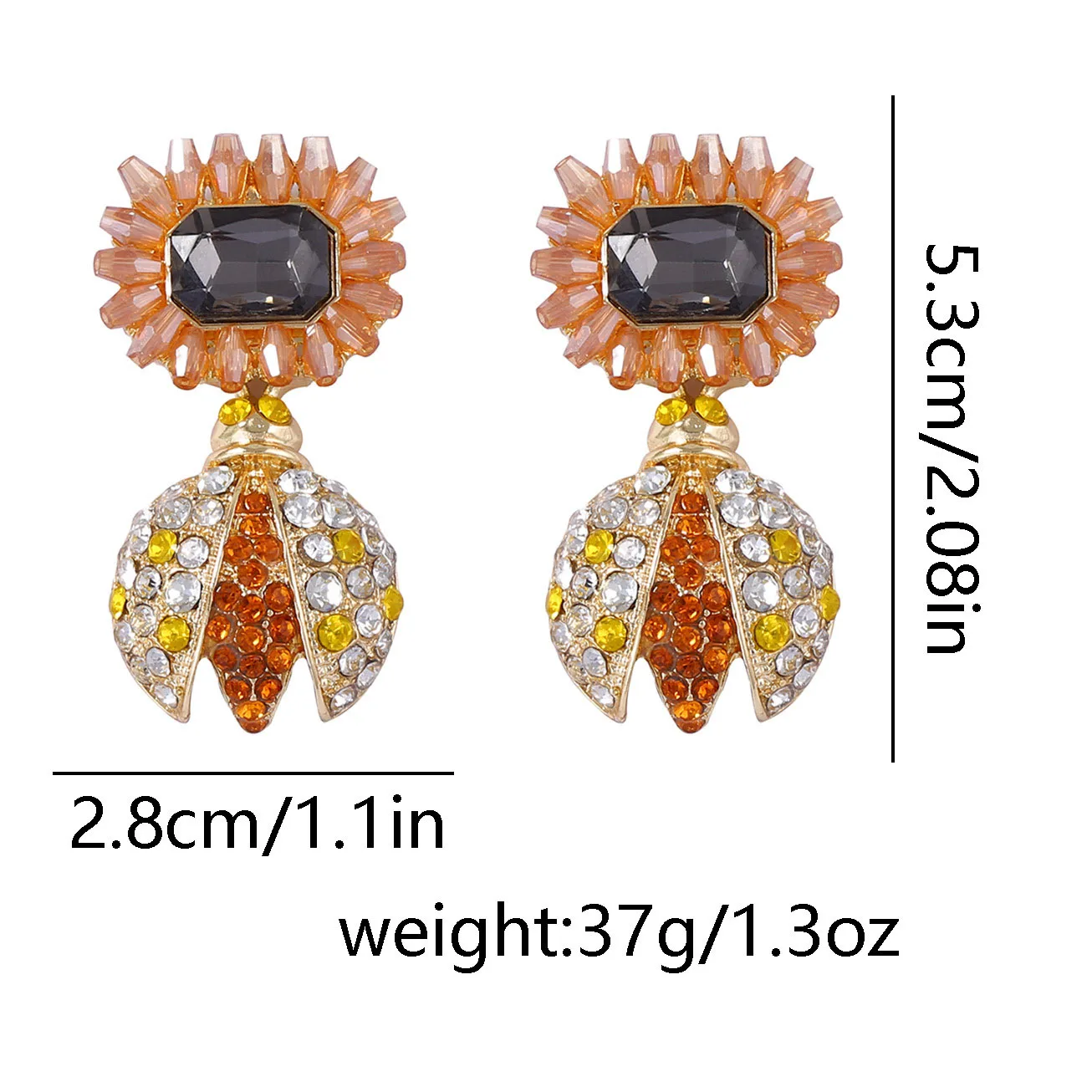 ZAA خمر معدن حجر الراين عباد الشمس الحيوانات النحل أقراط للنساء عطلة هدايا مجوهرات الحفلات