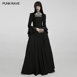 PUNK RAVE Women's Gothic Thorn Rose Nobility Gown Lace and Black Beads Decorated Chest Enlarged Hem Vintage Dresses Clothing