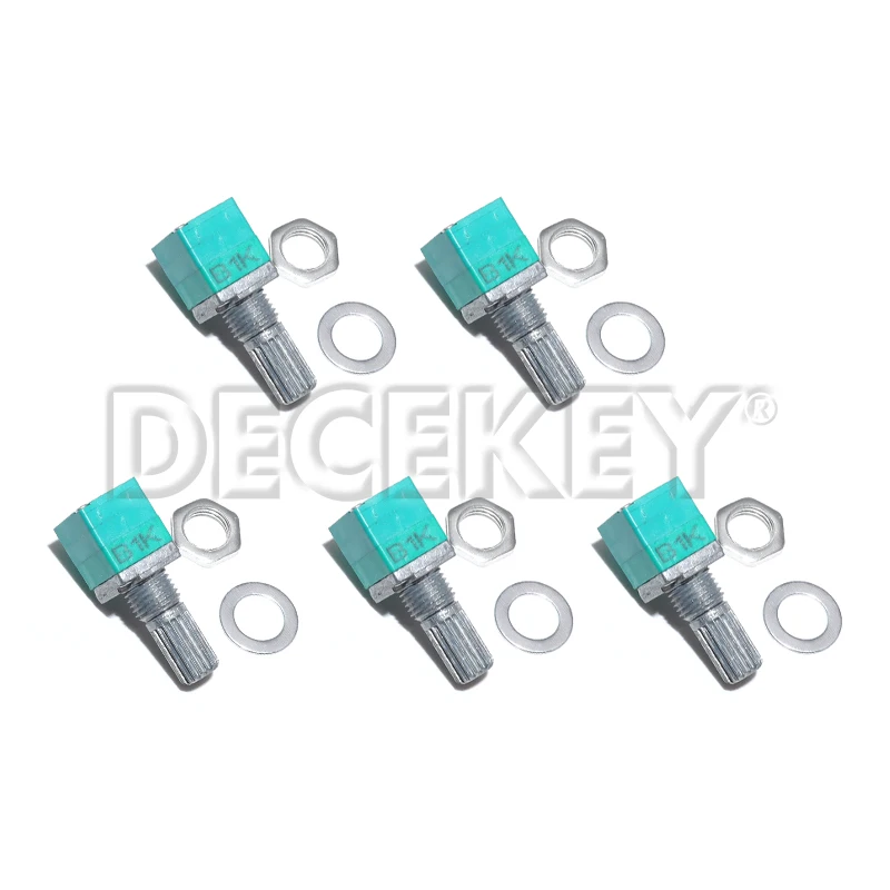 5pcs RV097NS 5PIN Shaft 15mm Amplifier Sealing Potentiometer 5K 10K 20K 50K 100K 500K B5K with a Switch Audio