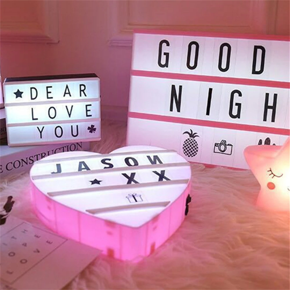 Table Desk Lamp A4 Colorful Battery Powered Night Bedroom Living Room Decoration Symbol Cards Decor Letter Light Box Letters