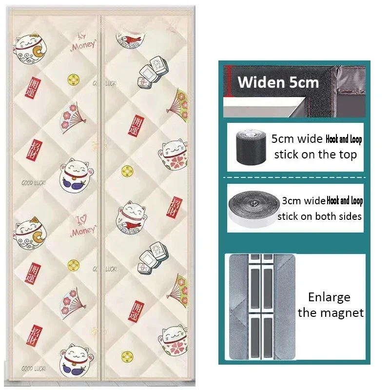 

Custom Size Warm Oxford Cloth Material Windproof Door Curtains with Strong Magnetic Screen Without Perforation Magnet Doors