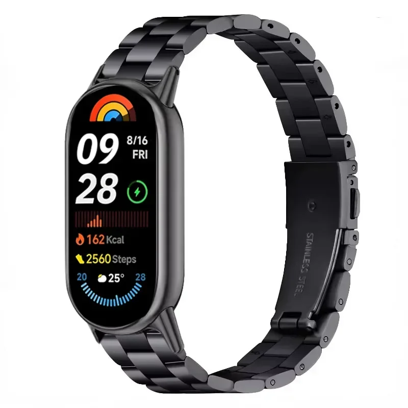 Metallarmband für Xiaomi Mi Band 10/9/8 Edelstahl-Uhrenarmband Correa für Miband 8/9/10 Ersatzarmband Armband Correa