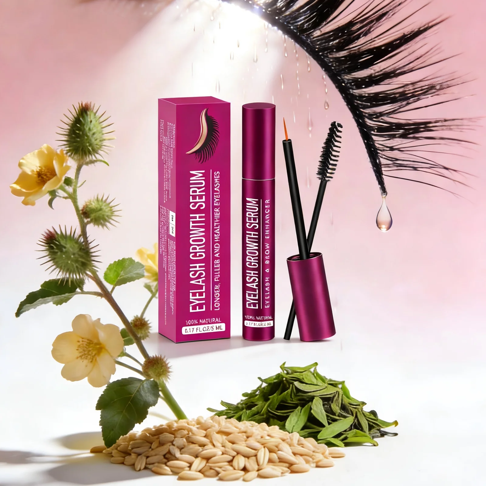 Suero Profesional para el Crecimiento de Pestañas, Fortalecedor Natural de Pestañas, Humectante para Pestañas Más Gruesas, Potenciador de Pestañas, Suero Alargador de Pestañas