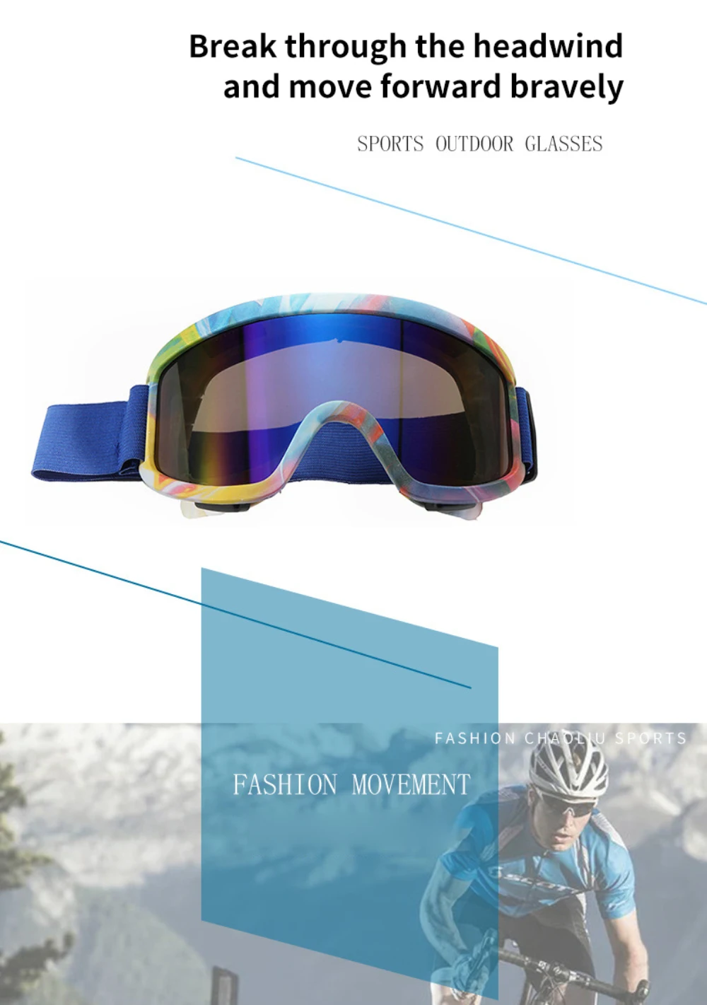 Large Frame Ski Goggles With Colorful Lens Anti-Collision Anti-Glare Lens Outdoor Sport Snow Snowboard For Snowboarding Skiing