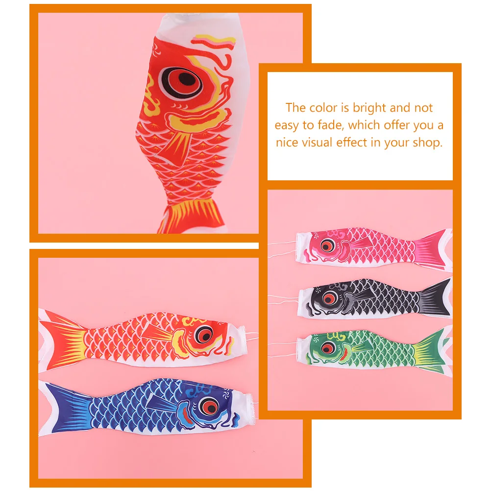 

10 Pcs Japanese Fish Windsocks Outdoor Garden Decoration Satin Flags Pendant for Home Restaurant Carp Windsock