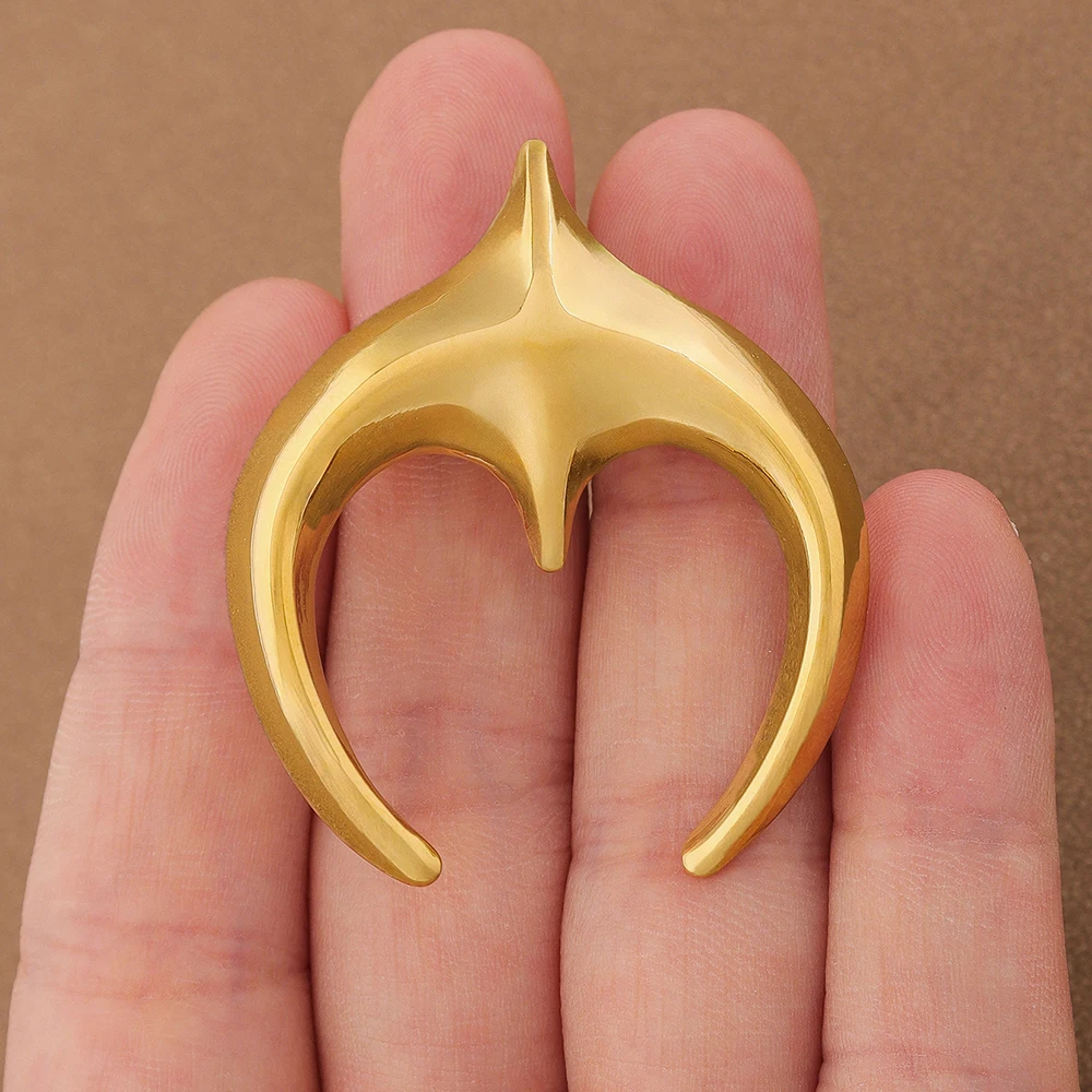 

1 x Gold/Silver Contemporary Abstract Brooch, Geometric Horn Pin, Minimalist Statement Jewelry for Unisex Daily Wear Accessories