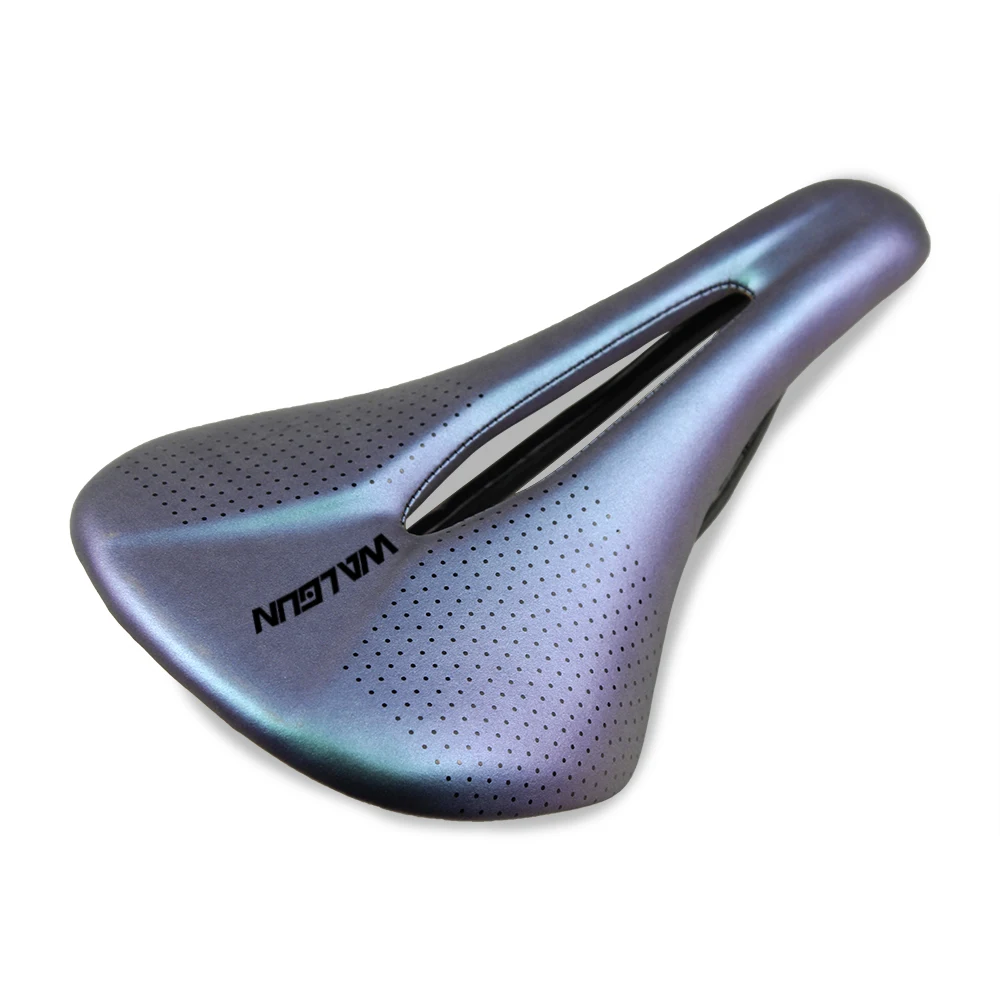 WALGUN Carbon Gradient Color Saddle - UltraLight 3K Carbon Fiber Leather Cushion for Men Women Racing Bike Accessories