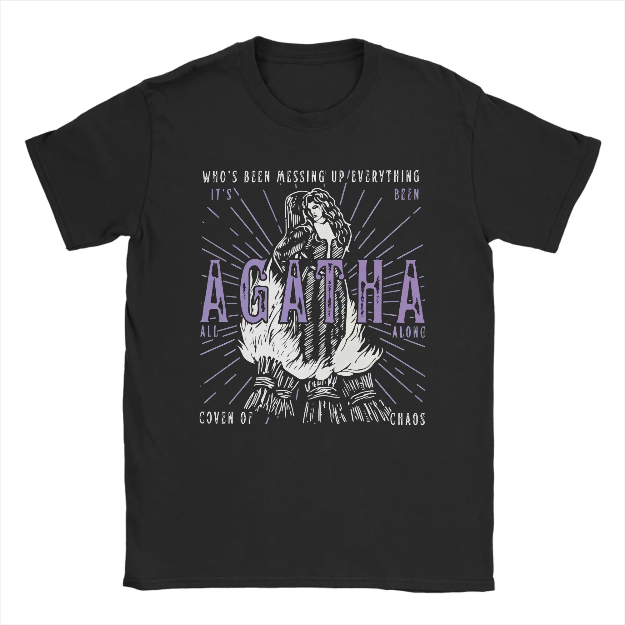 Agatha All Along Harkness, camisetas para hombre, camiseta Vintage de película de brujas, camiseta de manga corta con cuello redondo, mercancía de algodón recién llegada