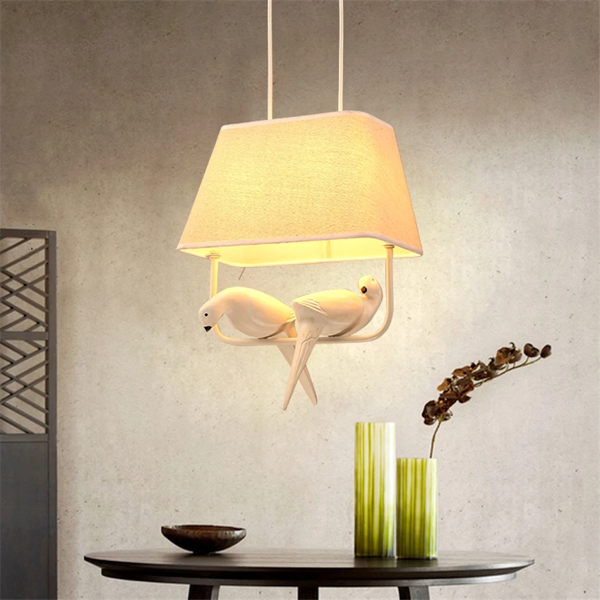 Bird Cage retro chandelier for Dining room Bedroom kitchen island bird cage lamp Resin lampe design Birds luminaria pendent lamp