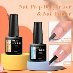 MEET ACROSS 7ml deshidratador de preparación de imprimación de uñas esmalte de uñas en Gel sin necesidad de lámpara LED UV Base capa superior barniz para decoración de uñas manicura