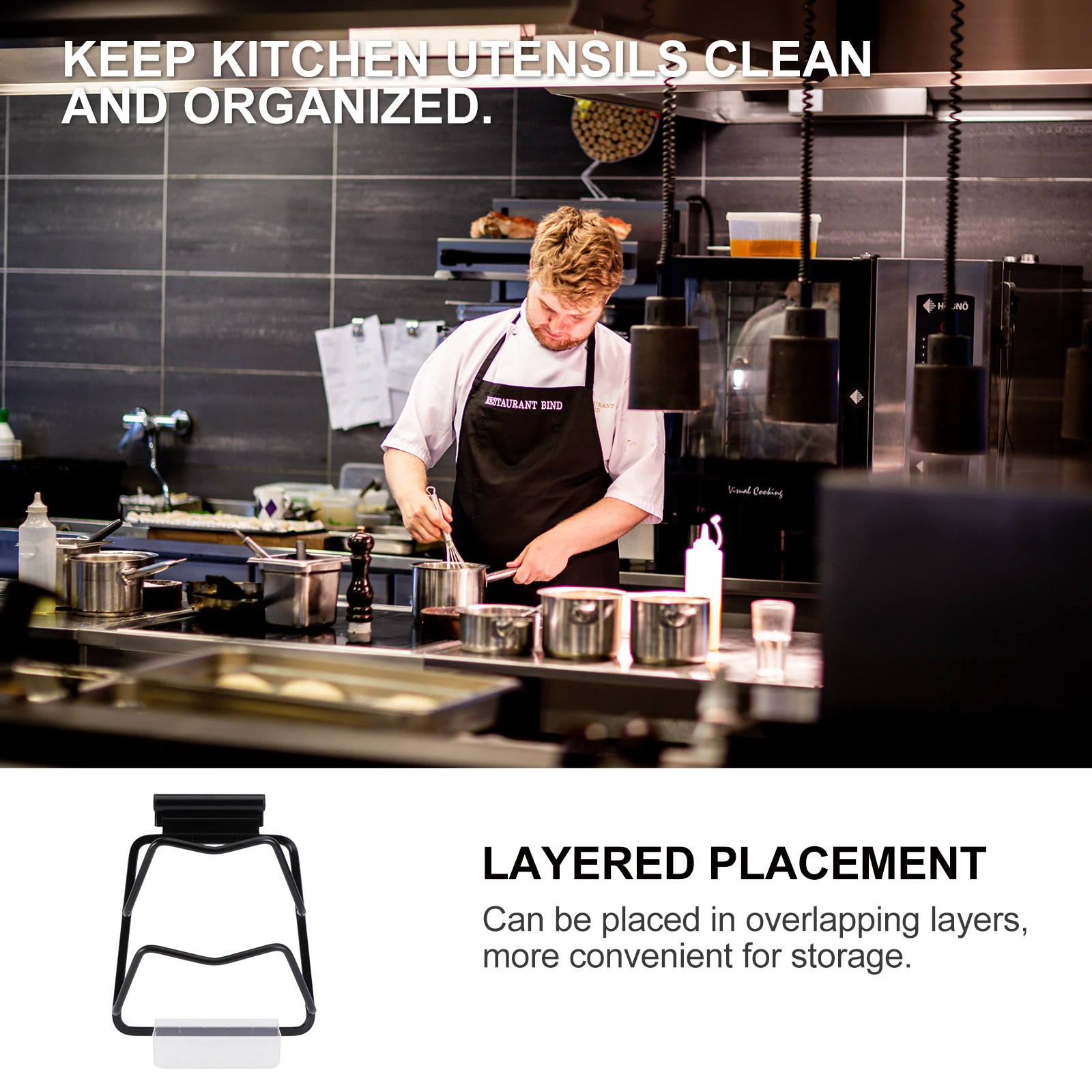 

Pot Lid Rack Black Titanium Kitchen Storage Organizer Wall-mounted Nailing Free Clean Fine Workmanship Beautiful Layered