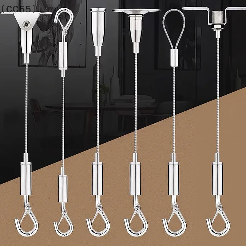 〔CC55〕1 Pcs Wire Rope Spring Hook Adjustable Hanging Clothesline Fixed Guardrail Lock Lifting Code Suitable For Light Panels