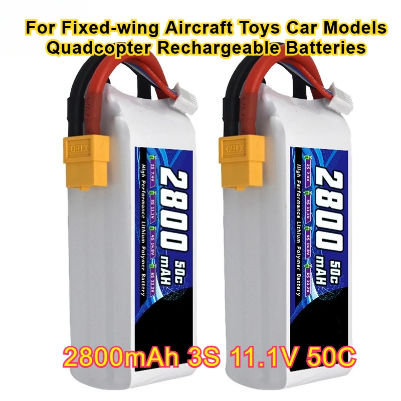 

2800mAh 3S 11.1V 50C FPV Drone Lipo Battery for Fixed-wing Aircraft Toys Car Models Quadcopter Rechargeable Batteries