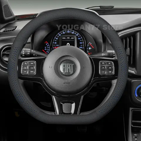 Leather Car Steering Wheel Cover For Fiat Strada 2021 Non-slip Breathable Auto Steering Wheel Fiat Strada Accessories