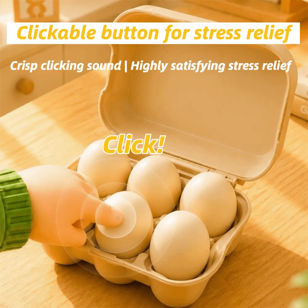 Minimalist Beige Button Clicker Keychain Egg Shape Portable Size Press Keychain Keyring Novelty Egg Button Clicker Office Desk