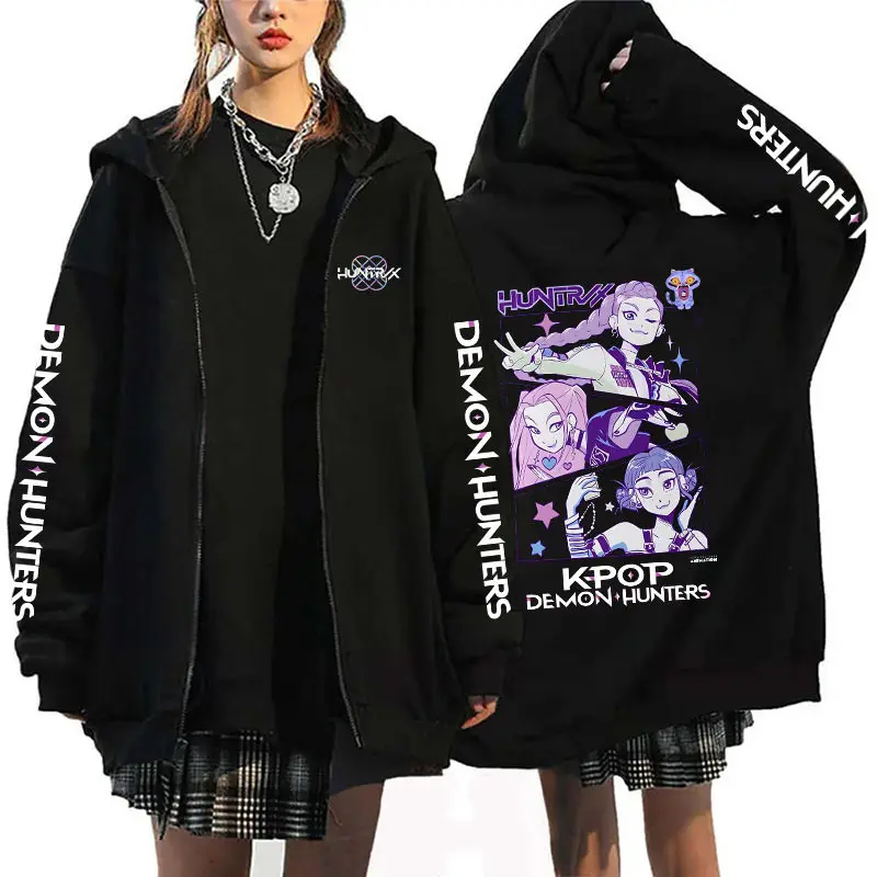 

KPop Demon Hunters Saja Boys Graphic Hoodie Cross Border Fashion Loose Trendy Open Front Cardigan Sweatshirt