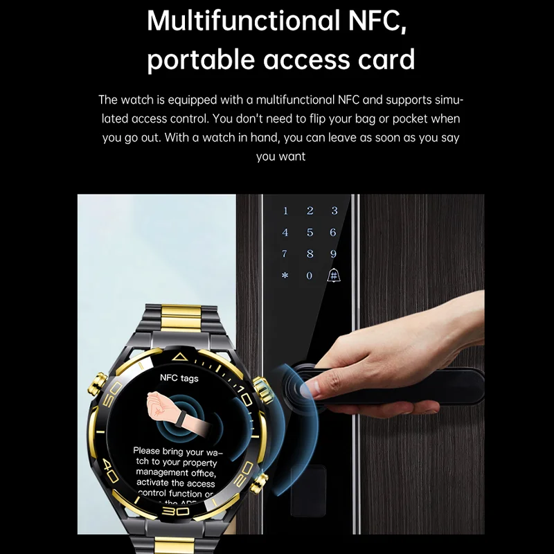 GS Ultimate 2 Fashion Smart Sport Watch Waterproof Wireless Multifunctional NFC Stainless Steel Silicone Strap Smart Watch