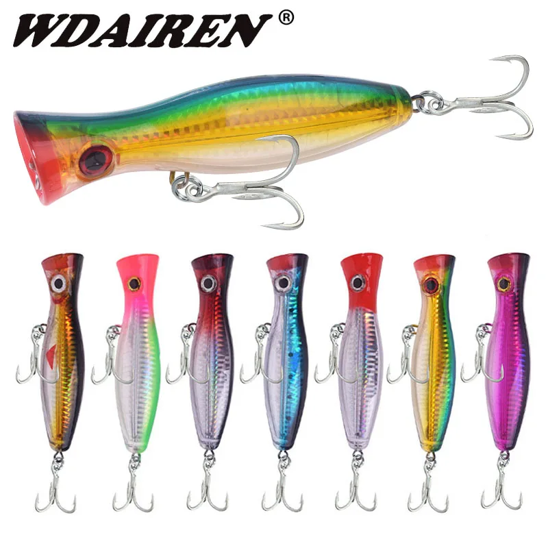 

1 Pcs Top water Sea​ Fishing Big Popper Lure 12cm 42g Trolling Wobblers Tackle Laser Plastic Artificial Bait Sea Bass Tuna Pike