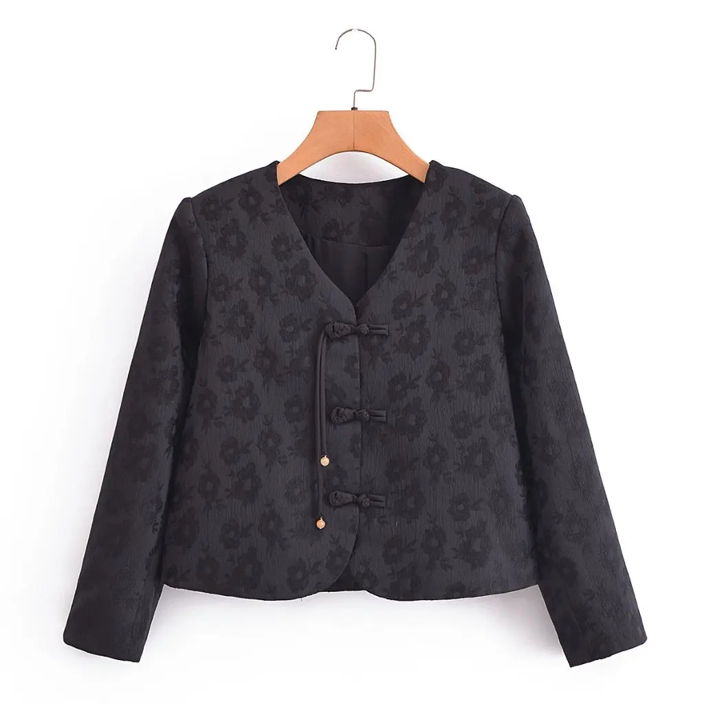 

Women's Korean Style Collar Buckle Coat Retro National Embroidery Spring New Fashion 65MR-240202V Wholesale Clothing