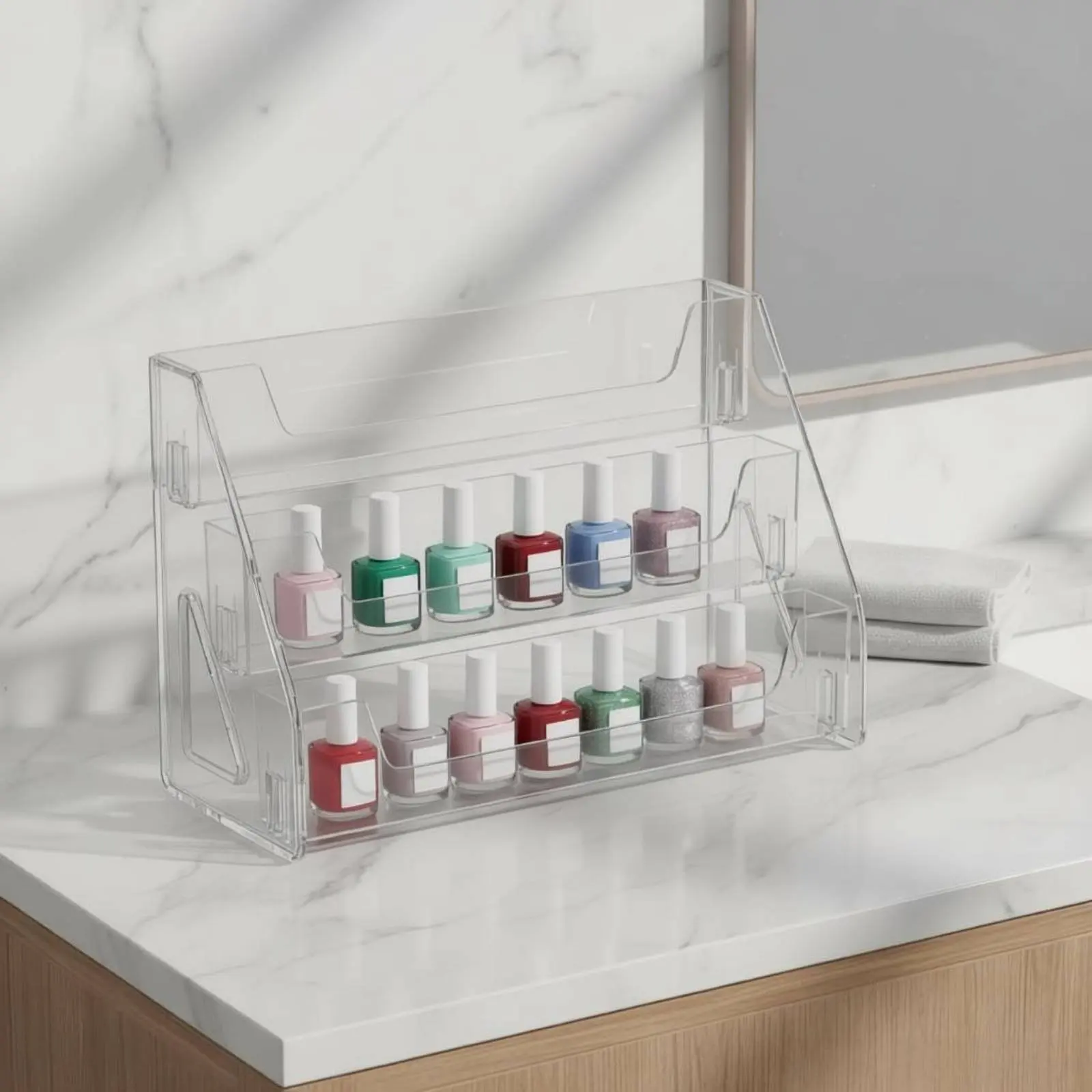 Acrylic Step Shelf Easy to See Figure Display Stand Clear Display Stand Stable Base Tiered Organizer Rack High Clarity