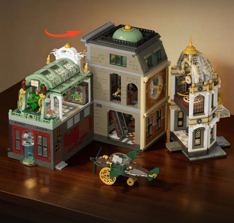 Kreative Straßenansicht-Hausbausteine mit Beleuchtung, Punk-Explorer-Architektur-Konstruktionssteine, Straßenlandschaft-Spielzeug, Heimdekoration – Detail 2
