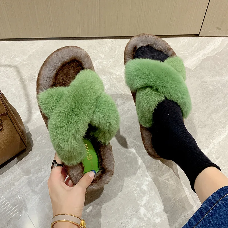 Spring Winter Slippers Soft Cute Warm Home Men Women House Floor Indoor Slides Fur Fat Dudu Shoes Room Flat