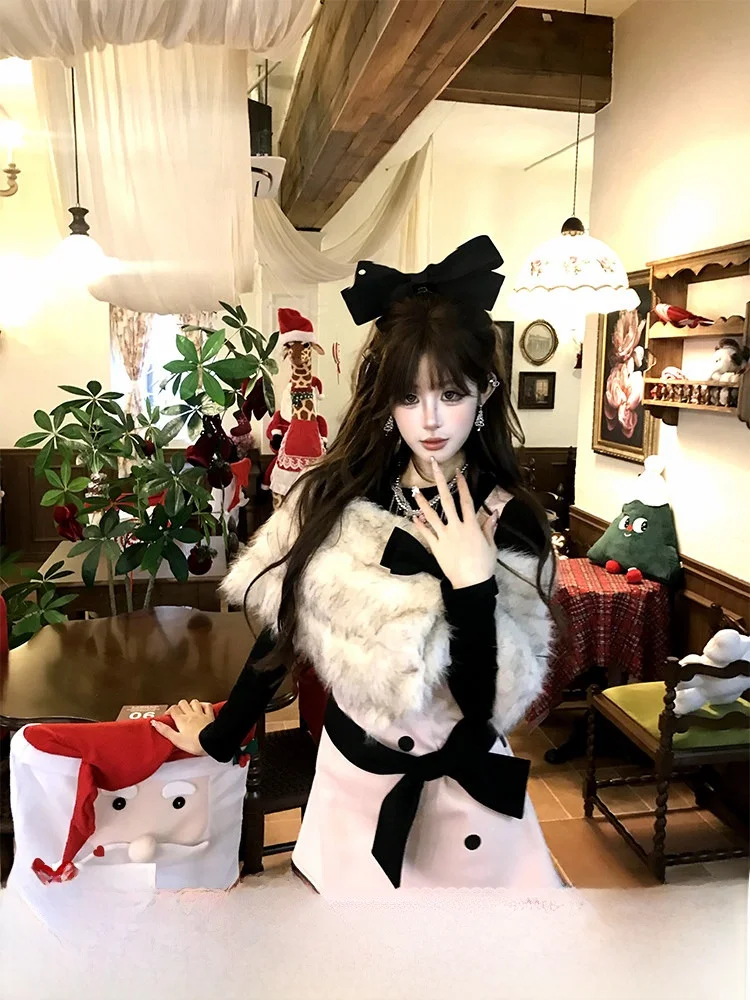 

Soft Cute Fem Sle Fur Coat Pure Desire Elegance Ladylike ort Plu Wrap oulder for Winter Par Daily Use Polyester