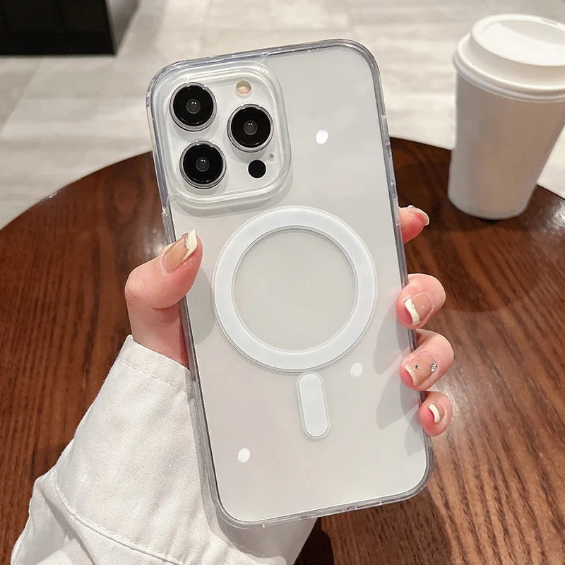 

Magnetic Transparent Wireless Charging Case For Samsung A57 A56 A37 A36 A26 A25 A17 A16 A07 S26 Ultra S25 S24 S23 FE Plus Cover