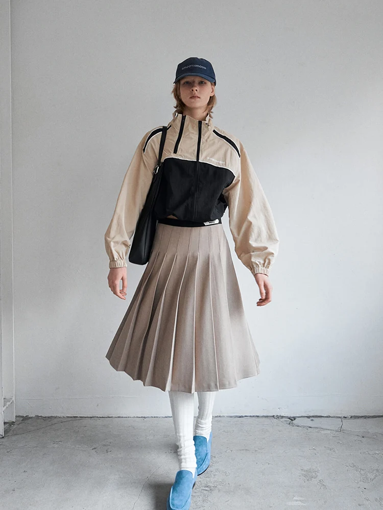 

Юбка трапециевидной формы с высокой талией и вышивкой, женская осень 2023, новинка, утягивающая плиссированная юбка длиной f, функция тепла для поездок на работу