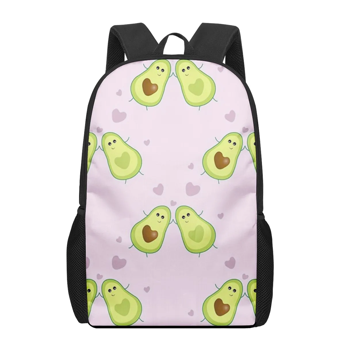 Cartoon Avocado Backpack Cute Fruit Print School Bag Lightweight Bookbag Hiking Daypack for Boy Student Traveling School Camping