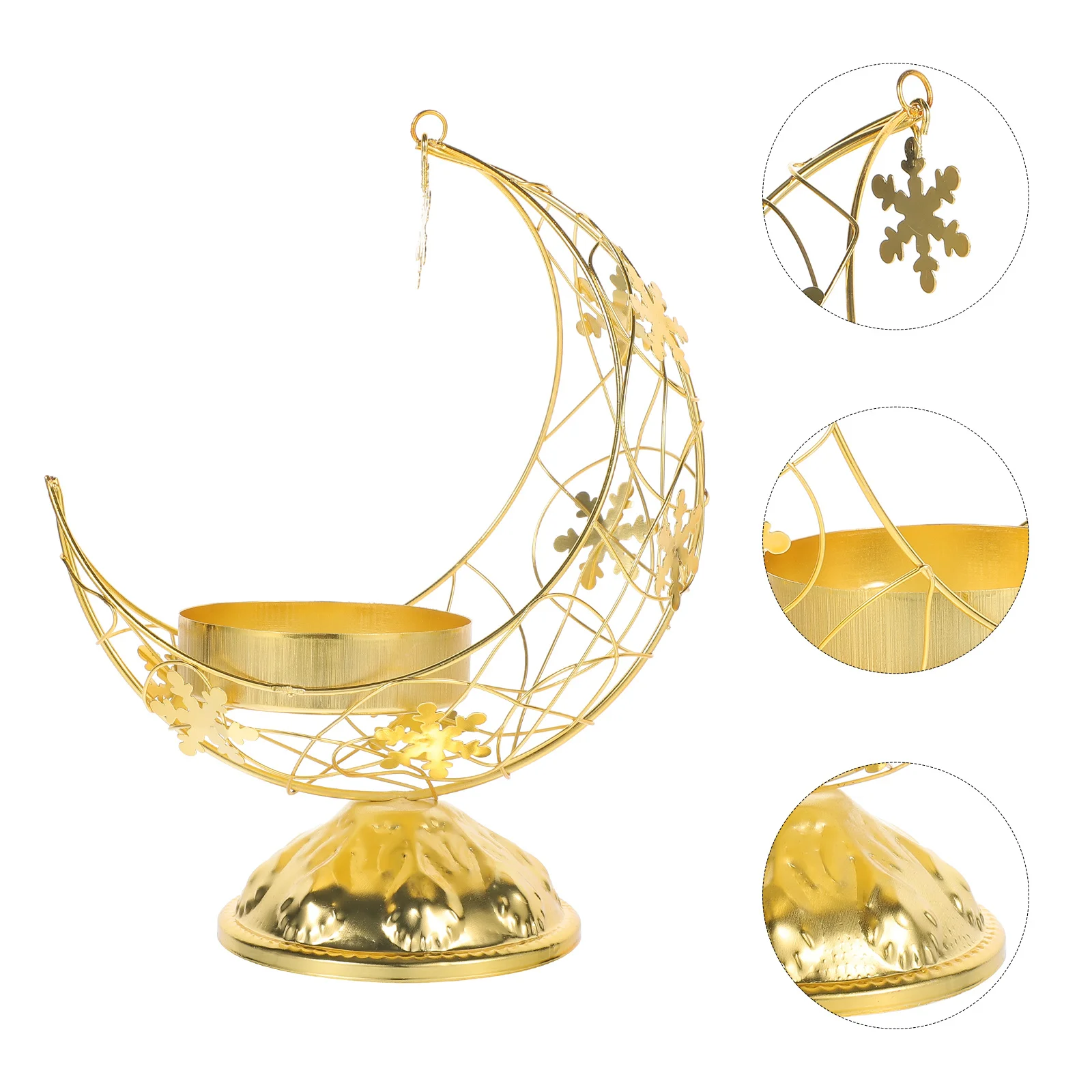 

Metal Moon Holder Hollow Design Elegant Tabletop Decor Home Wedding Gift Vintage Iron Desktop Ornament