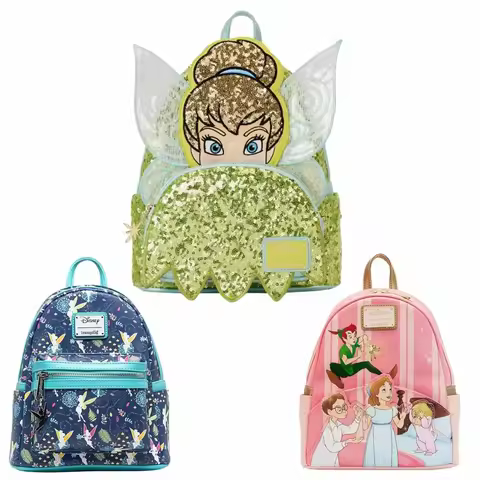 Bell Tinker Bell Peter Pan Womens Double Strap Shoulder Bag Purse School Backpack Cartoon Backpack Birthday Gifts