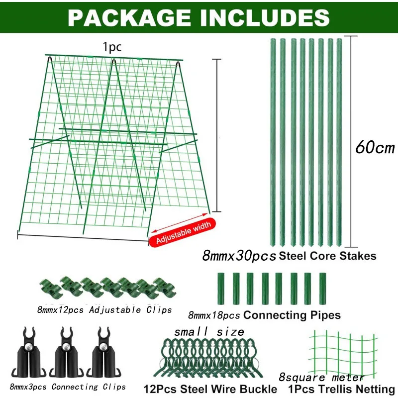 

8x600mm Heavy Duty Durable Material Plant Stakes Plant Trellis Supporting Frame for Grapes Home Garden Outdoor Use H0983