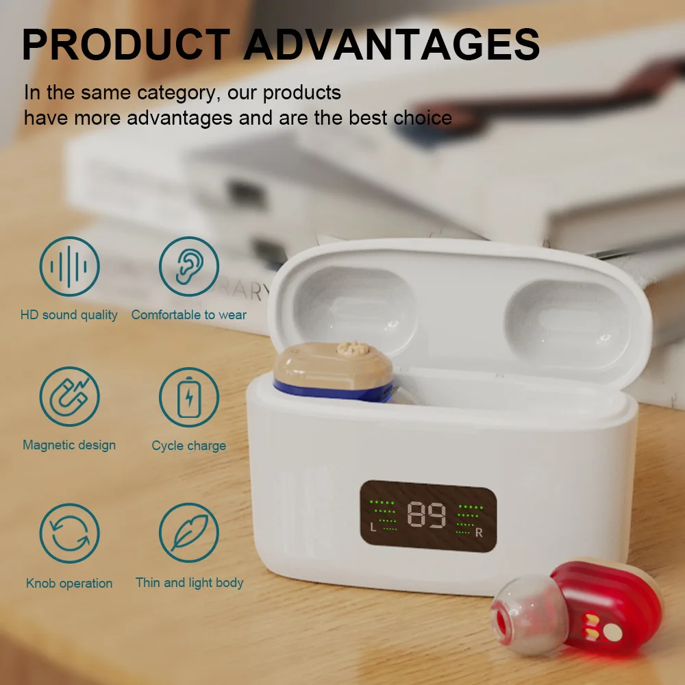 TWS In Ear Digital Noise Reduction Digital Display Charging Case Type Hearing Aid Sound Amplifier Type-C Fast Charging Earphones