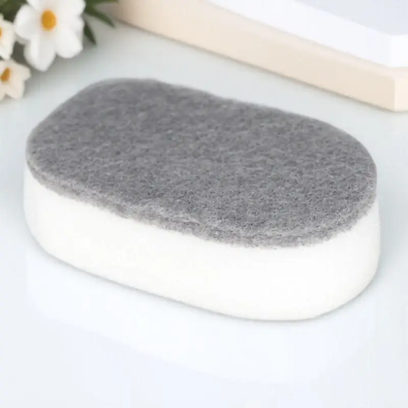 

5pcs Scouring Pad Sponge For Dishwashing Double Sided Kitchen Cleaning Sponge Pad Durable Scrubbing Bathroom Home Use Grey White