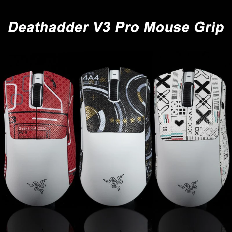 T BTL Mouse Grip Tape Skate Handmade Sticker For Razer Deathadder V3 Pro Professional Non Slip Lizard Skin Suck Sweat EVA Black