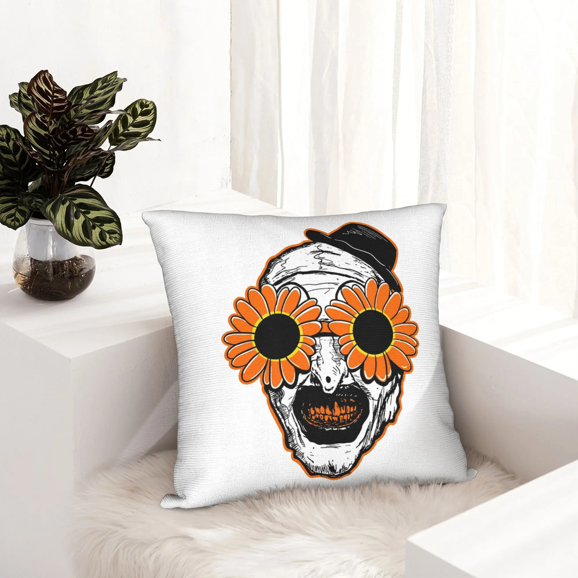 Terrifiers Art The Clown Pillowcase Soft Cushion Cover Decor Halloween Throw Pillow Case Cover Chair Zipper