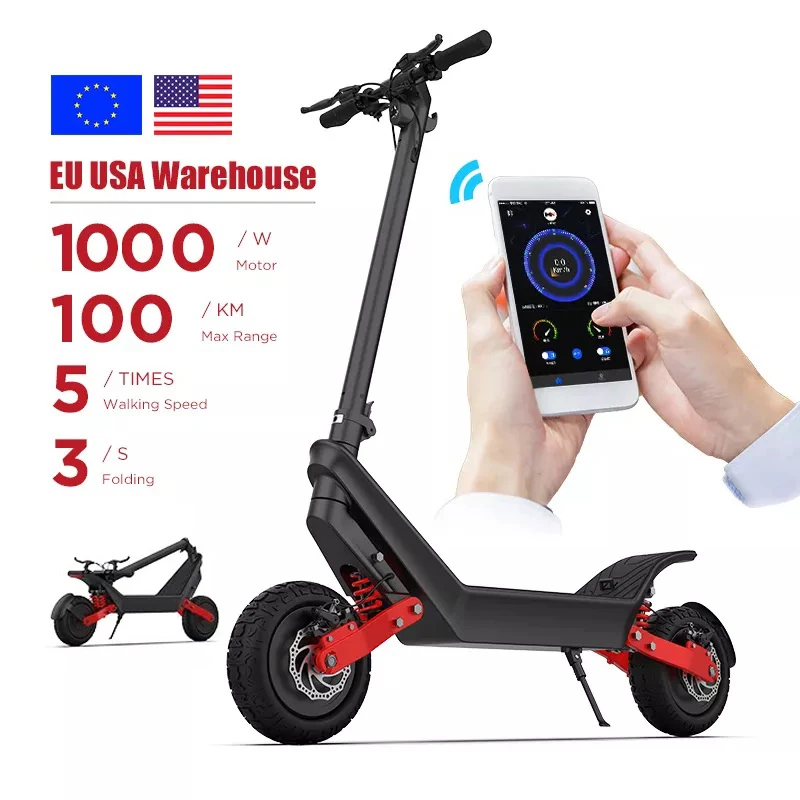 Warehouse In Europe USA 48V 20Ah Battery 100km 11 Inches Electric Scooter Foldable Frame 1000W Double Brushless Motors