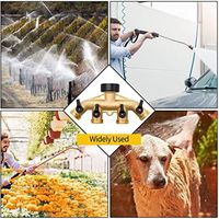 【NEW)B45C】 4 Way Brass Hose Splitter, 3/4inch Brass Hose Faucet Manifold, Garden Hose Connector Tap Splitter, Solid Brass-Yellow