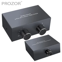 PROZOR 4 Way Bi-Directional RCA Stereo Audio Switch 4X1/1X4 or 4X2/2X4 L/R Sound Channel RCA Audio Switcher Splitter Selector